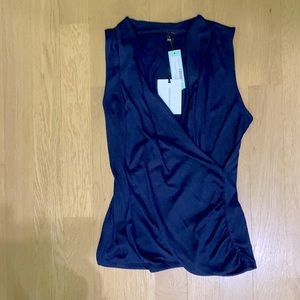 L Navy Blue Benni Wrap Front Top